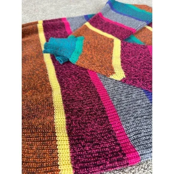 Vintage 80's Here is a Hug High Neck Sweater Rainbow Stripes size LARGE - Picture 9 of 10